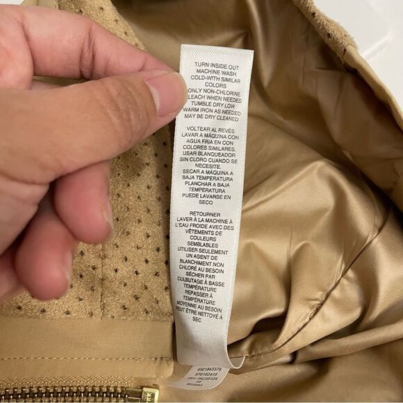 Zenergy by Chico’s Faux Suede Vest Perforated‎ Full Zip Camel Brown sz 2 (large) - Picture 9 of 11